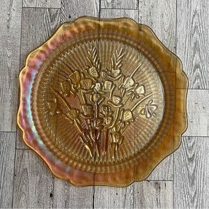 Peach Carnival Glass Plate